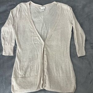 Y2K Full Tilt Light Beige Cardigan Sweater 3/4 Length Sleeves